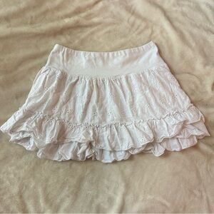 Girly White Eyelet Early 2000s Floral Pointelle Skirt White Ruffled Skirt